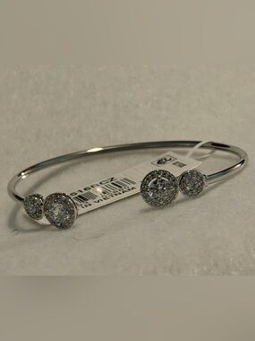 Eliot Danori Silver Halo Cuff Bracelet with White Stones